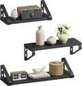 VASAGLE Wall Shelves, Floating Shelves Wall Mounted, Set of 3, 2 Mounting Ways, 30/35/40 cm, for Living Room, Bathroom, Kitchen, Ink Black and Matte Black LWS033B10