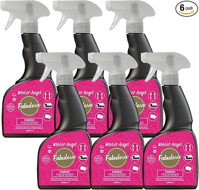 Fabulosa Multi Purpose Room and Fabric Antibacterial Disinfectant and Sanitising Cleaning Spray, 350ml, 6 Pack, Winter Angel (Packing may vary)