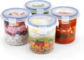 Overnight Oats Containers with Lids (4 Pack) – 16 oz BPA-Free Plastic Jars, Airtight Locking Seal Portable Cereal & Milk Storage, Microwave & Dishwasher Safe Oatmeal To-Go Jars