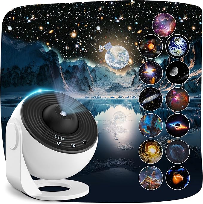 13 in 1 Planetarium Star Projector, Mexllex Realistic Galaxy Light Projector with 12 Planet Discs, Starry Sky Night Light Projector Lamp, Moon Night Light for Kids Adults Ceiling Bedroom Living Room[Energy Class A]