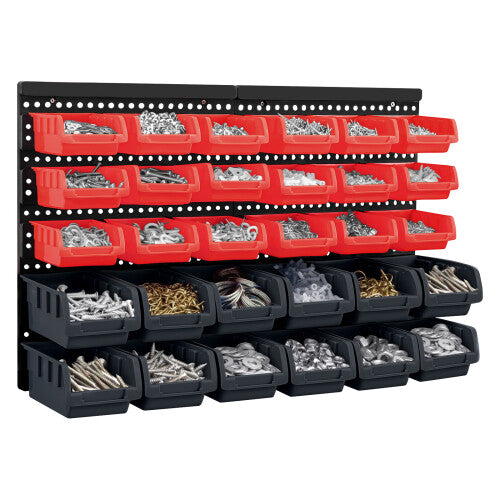 (Red+black) 32 PC WALL MOUNTED GARAGE STORAGE RACK TOOL BOXES