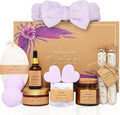 Birthday Gifts for Her with Lavender - 12 Piece Luxury Spa Gift Set for Women - Relaxation Pamper Hamper Bath Set Kit - Pamper Gifts for Women