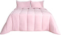 OHS 10.5 Tog Single Coverless Duvet, Soft Warm Microfibre Fabric Coverless Duvet Comfortable For All Season Washable Single Duvets with Pillowcases - Blush Pink
