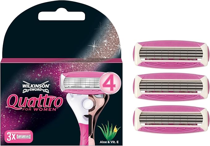 WILKINSON SWORD - Quattro For Women | Smooth Glide | Pack of 3 Razor Blade Refills