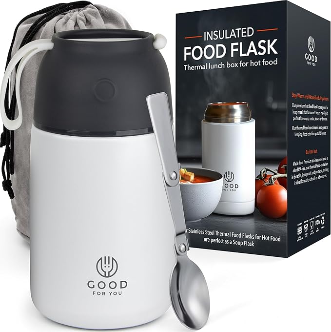 GOOD FOR YOU - Thermal Food flask for hot food, Soup containers, ideal as a thermal lunch box, soup flask or food warmer lunch box - Stainless Steel insulated hot food jar