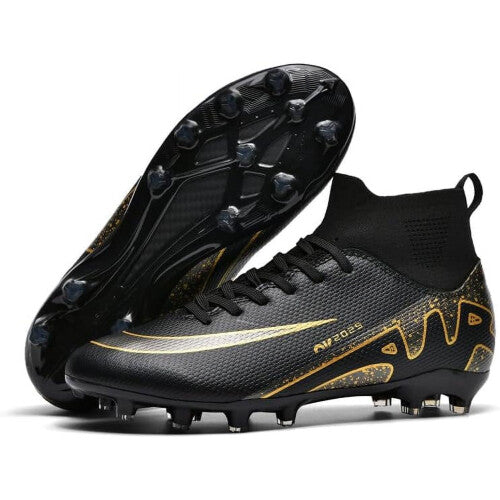 (2309blacka, 6.5 Women/6.5Men) BangKen Men Women Soccer Shoes Boys Gold-Soled Spikes Football Shoes Student Grass Training Shoes Outdoor Football Boots Unisex