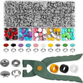 rietegio Snap Button Fastener Kit 250 Sets Poppers Fasteners with Pliers No Sewing Studs Snap Fasteners Hollow and Solid for DIY Clothes Leather Jeans Bags (10 Colors)