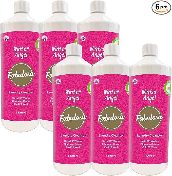Fabulosa Antibacterial Freshening Laundry Cleanser Washing Disinfectant Liquid, Winter Angel, 1L, Pack of 6