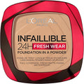 L'Oréal Paris Infallible 24H Fresh Wear Foundation in a Powder, Full-coverage, Longwear, Weightless Smooth Finish, Water-proof and Transfer-proof, 140 Golden Beige