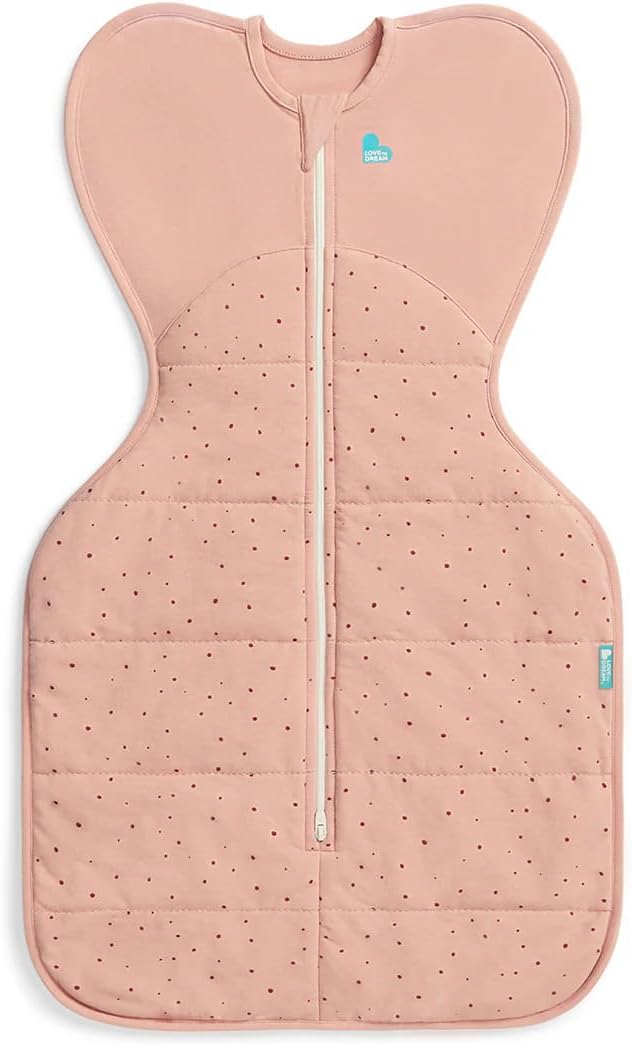 Love To Dream™ Swaddle UP™ 2.5 TOG for Cooler (16-20°C) Temps, Small 3.5-6 kg - Pebbles Rose, Snug Fit, Support Healthy Sleep Routine, Machine Washable Stretch Cotton, 2 Zips, Easy Nappy Change