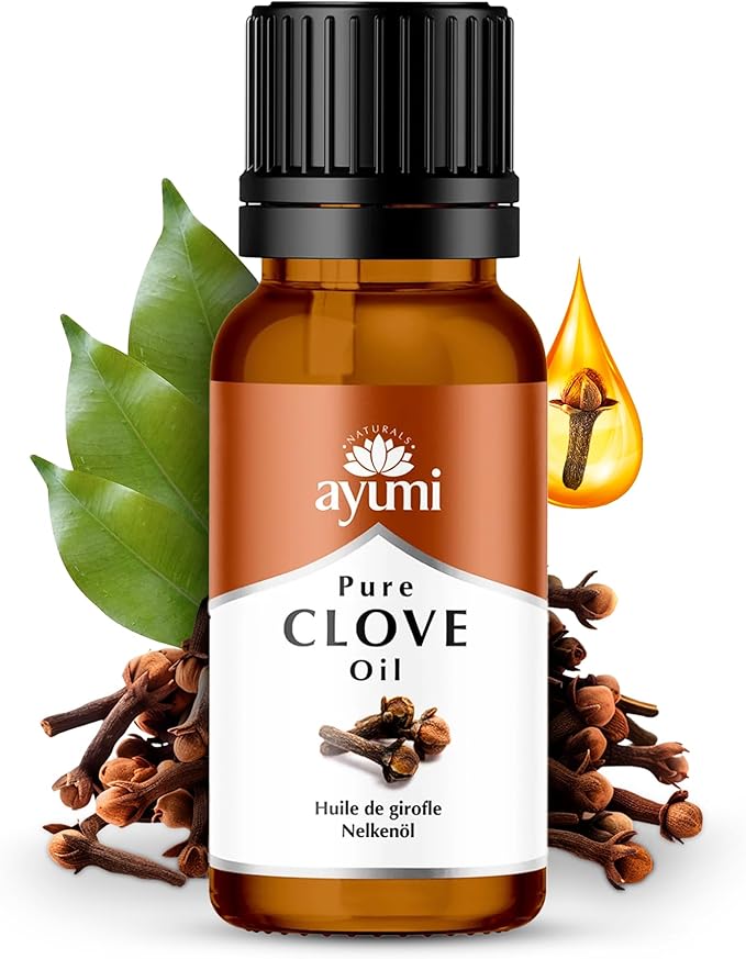 Ayumi Pure Clove Oil, 20 ml | Made from Organic Cloves | Clove Oil for Toothache Pain Relief | 100% Pure Essential Oil Diffuser for Aromatherapy | Essential Oil for Haircare, Skincare & Soap Making