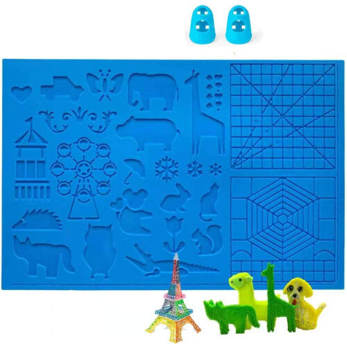 3D pen template, 3D printing pen template, large mat (41.5 x 27.5 cm) with animal pattern Silicone drawing board