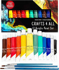 Crafts 4 ALL Acrylic Paint Set - 12 Paints for Canvas, Wood, Ceramic, Fabric - Non Toxic, Vibrant Pigments for Beginners, Adults and Professional Artists - Art Supplies