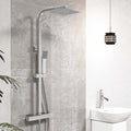 Bathroom Thermostatic Exposed Twin-Head Square Mixer Shower Set