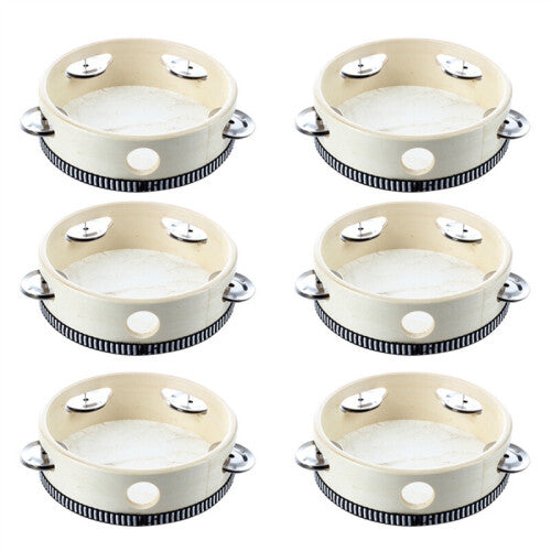 6 Pcs 6 inch Musical Tambourine Tamborine Drum Round Percussion Gift for KTV Party