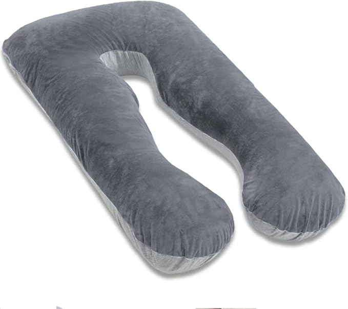 AS AWESLING Pregnancy Pillow, U Shaped Full Body Pillow, Nursing, Support and Maternity Pillow for Pregnant Women with Removable Jersey Cover (Grey)