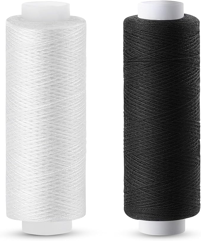 Sewing Thread, Black and White 2 Pcs 200 Yards Polyester Sewing Machine Threads for Sewing Machine, Hand Stitching, Embroidery