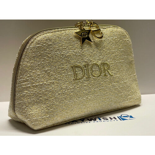 NEW DIOR Beauty Gold & Cream Make-up & Cosmetics Bag, Pouch w/Zip
