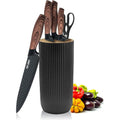 (Black) Kitchen Knives Block Set, 6-Piece Chef Knife Set with Sharp Blades,Non-stick Stainless Steel Knife Block Set
