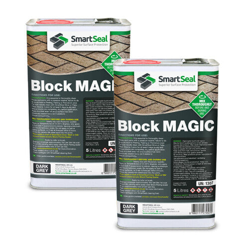 (Dark Grey, 2 x 5 Litres) Smartseal Block Magic - Re-Colouring Block Paving Sealer. Superior to Concrete Paint, Transform Old Driveways - Easy to Apply
