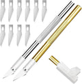 Precision Craft Knife Set With 2 Knives and 10 Spare Blades - Professional Exacto for Adult Carving, Hobby, Modeling and Art Projects