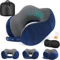 Travel Pillow for Airplane, Neck Pillow for Travel, Memory Foam Travel Neck Pillow for Adults, Adjustable & Compact Flight Pillow, Ergonomic Neck Cushion, With Ear Plugs, Eye Mask, Carry Bag
