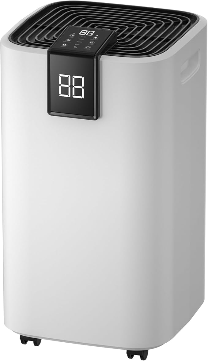 12L Dehumidifier with Compressor, 2L Tank, Ultra Quiet Laundry Drying & Auto Humidity Control – Compact Moisture Remover for Damp, Condensation, Mould, Bedroom, Kitchen, Office & Home Use
