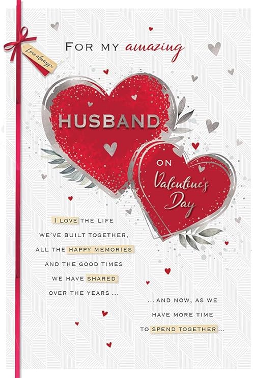 Piccadilly Greetings Valentine's Day Card, For My Amazing Husband - 9 x 6 inches