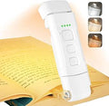 Book Light Rechargeable,Eye Caring Reading Light Lamp Clip on Book, 3 Colors,5 Brightness & USB Rechargeable, Long Lasting up to 80 hrs,Portable Mini LED Book Light for Book Lovers-White