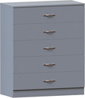 Vida Designs Riano 5 Drawer Chest of Drawers, Metal Handles & Runners, Anti-Bowing Drawer Support, Bedroom, Nursery Furniture, Grey