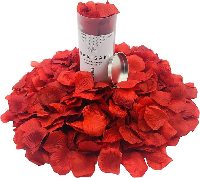 (Pre-separated, Scented) Artificial Fake Rose Petals for Romantic Night, Wedding, Proposal, Event, Party, Decoration, in Bulk (1000 CT, Dark Red)
