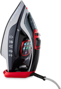 Morphy Richards Powersteam Elite LED Steam Iron, Non Stick Ceramic Soleplate, 35g Output, Vertical option, Self Clean, Anti Drip, Digital Controls, 3m Cord, 3000W, Grey, Black and Red, 302012