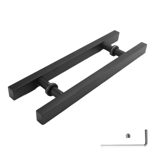 Matte Black Stainless Steel Glass / Wooden Door Handle