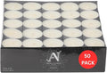 Aroma Naturals London Unscented Tealights 8 Hours Candles Pack of 50 | Long Burn Candlelight Everday Use | Size D3.72 x H2.5cm | White t Lights Wax & Aluminium Cups | Tea Lights Bag of (50)