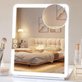 FUNTOUCH Rechargeable Lighted Makeup Mirror with 10X Magnifying, 2500mAh, 3 Colors Light Modes, Touch Screen Dimming Folding Light Up Mirrors for Travel, Cosmetic (White)