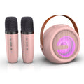 Chronus Kids Karaoke Machine, Portable Bluetooth Speaker with 2 Wireless Microphone(Pink)