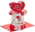 Hallmark Valentines Day Card, 3D & Pop Up, Musical, Light Up Heart, PEANUTS, SNOOPY & WOODSTOCK, Gold, Pink, Blue, White