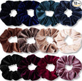 12-Piece Soft Velvet Scrunchies for Hair - Cute Colors Elastic Hair Bands for Women and Teens - Ponytail Holders and Hair Ties for women