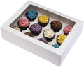 PACK N TRADE 10 Pcs cupcake boxes 12 hole - Multifunction Inserts Deep cake boxes for cupcakes – White cup cake boxes (33 x 24.2 x 7.5 cm) with Clear Window - Ideal for Muffins, Cupcakes & Pastries