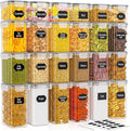 24 Pack Food Storage Containers - BPA Free, 33.6L Airtight Kitchen Storage for Cereal, Flour, Sugar & Baking Supplies with 24 Labels & 1 Marker