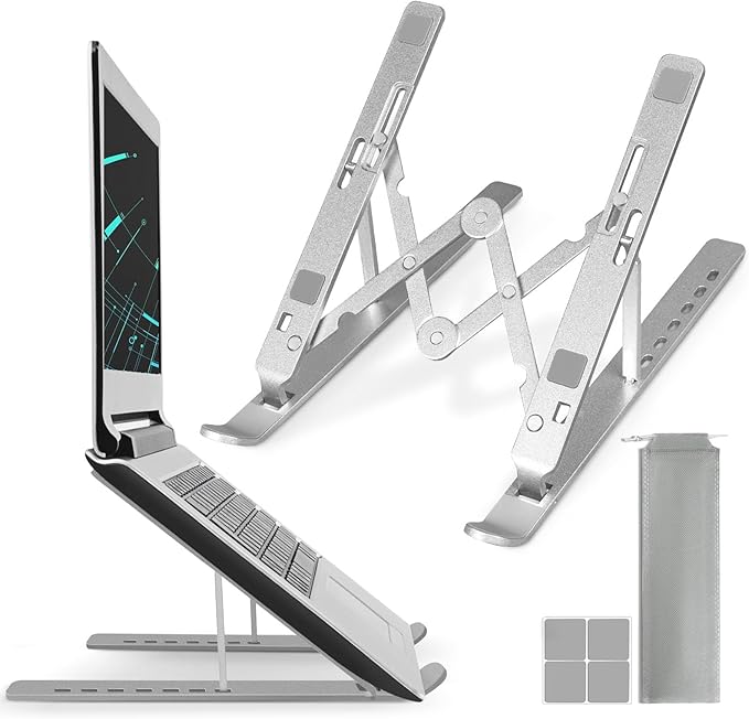 Laptop Stand for Desk, Ergonomic Adjustable Laptop Riser, Aluminum Portable Laptops Holder, Compatible with Macbook, Lenovo, Dell, HP, Air Pro, Samsung and More 10-15.6" Notebook & Tablet
