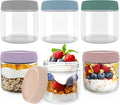 6-pack 12 oz Overnight Oats Containers with Lids, Glass jars with Airtight Lids, Wide mouth Mason Salad jars, Glass Food Storage Containers for Snacks Yogurt Spice Sugar