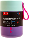Décor 350ml Kids Insulated Food Flask - Double Wall Stainless Steel Container with Wide Opening, Airtight Leakproof Lid, 4h Hot / 9h Cold - Purple