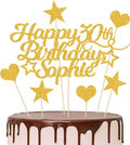 Personalised Happy Birthday Cake Topper Customised with Any Age Name Party Cake Decoration 16 18 21 40 60 Double Sided Glitter Card Gold