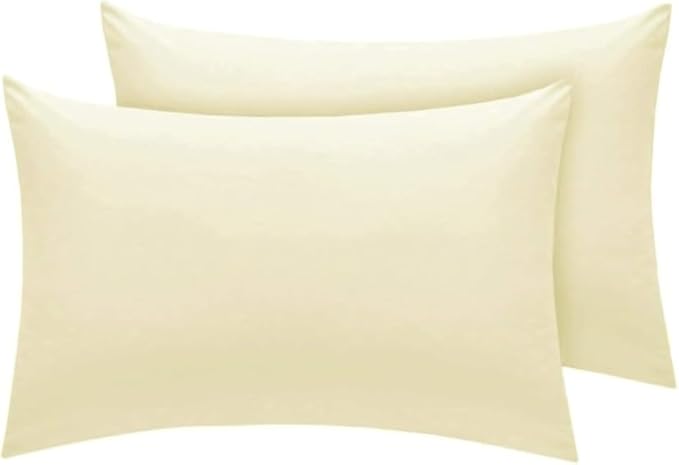 Pair of Pillowcases 100% Egyptian Cotton 200 Thread Counts, Pillow Cases 2 Pack (Cream)