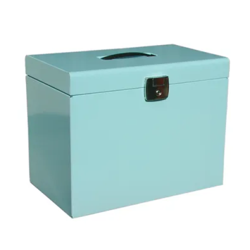 Metal Box File A4 Lockable 290x370x230mm Ice Blue - 040125