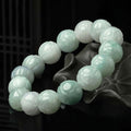 (Jade bracelet for women) Natural Green Jadeite LuckyLotus Beads Bracelet