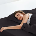 LuxClub Fitted Sheet Double Bedding with 45cm Depth, Extra Deep Soft Microfiber Fabric, Ease Care, Soft & Comfortable, Fade Resistant - Black, Double