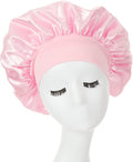 Hair Bonnet for Sleeping, Wide Elastic Band Satin Bonnet Silk Bonnet Shower Cap for Women Girls Makeup Hair Care Elastic Hat Soft Sleep Cap Satin Head Cover for Night Sleep Curly Hair Protection