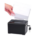 Donation Box with Lock - Lockable Acrylic, Top Slot & Sign Holder, Ideal for Raffles & Voting, Black, 6.25x4.5x4 in